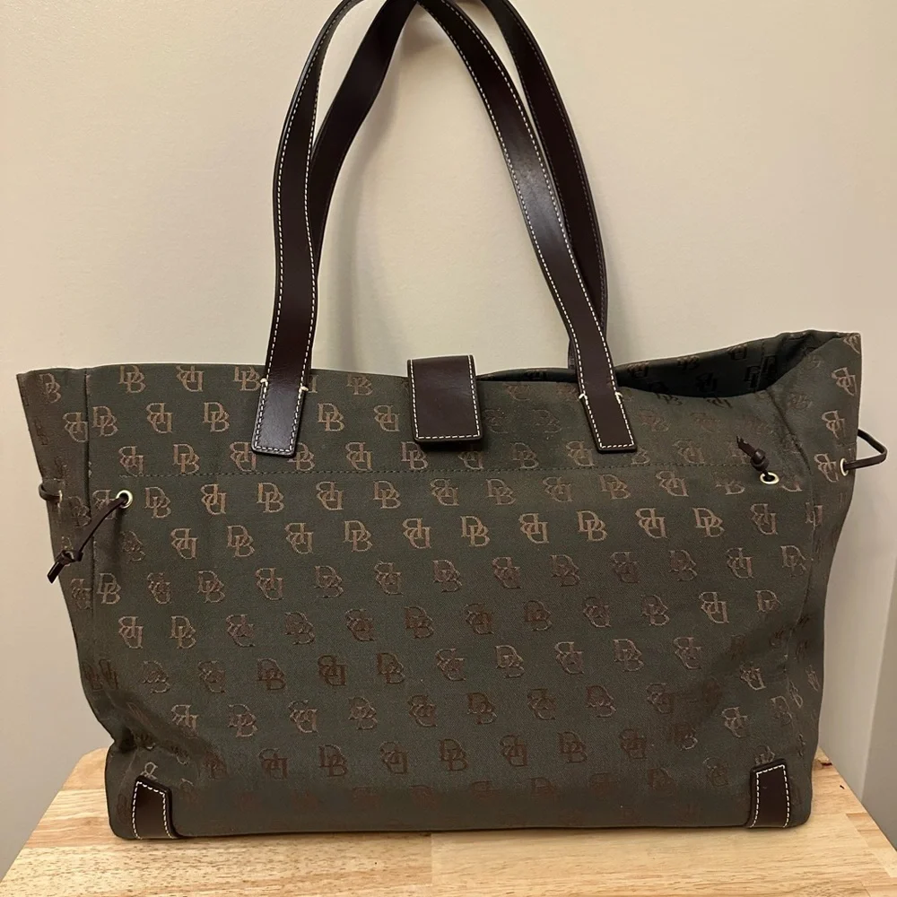 Dooney & Bourke Olive and Brown Monogram Tote/Laptop/Computer Bag/Tote
